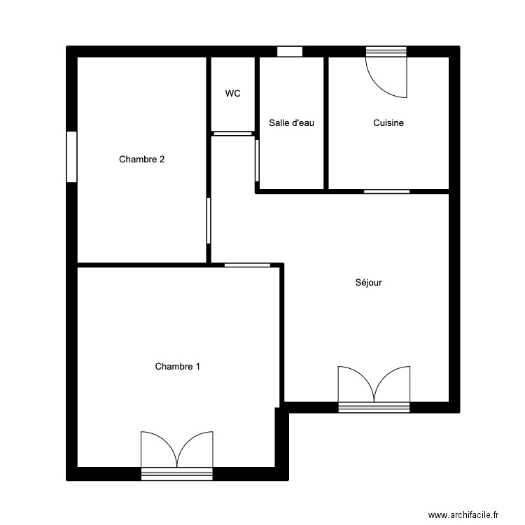 BRUNET. Plan de 6 pièces et 53 m2