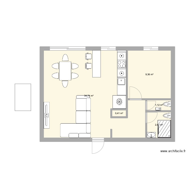 Cagnes_Sur_mer_manuela_01. Plan de 5 pièces et 48 m2