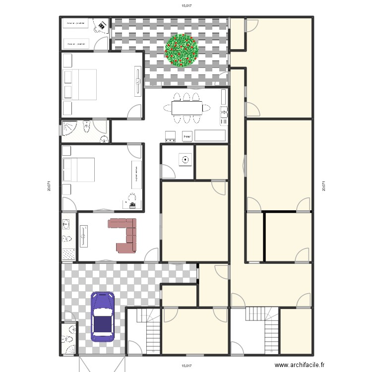 CHEZ BINETOU REZ DE CHAUSSEE 01. Plan de 24 pièces et 280 m2