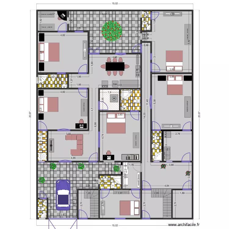 CHEZ BINETOU REZ DE CHAUSSEE 01. Plan de 24  et 280 m²