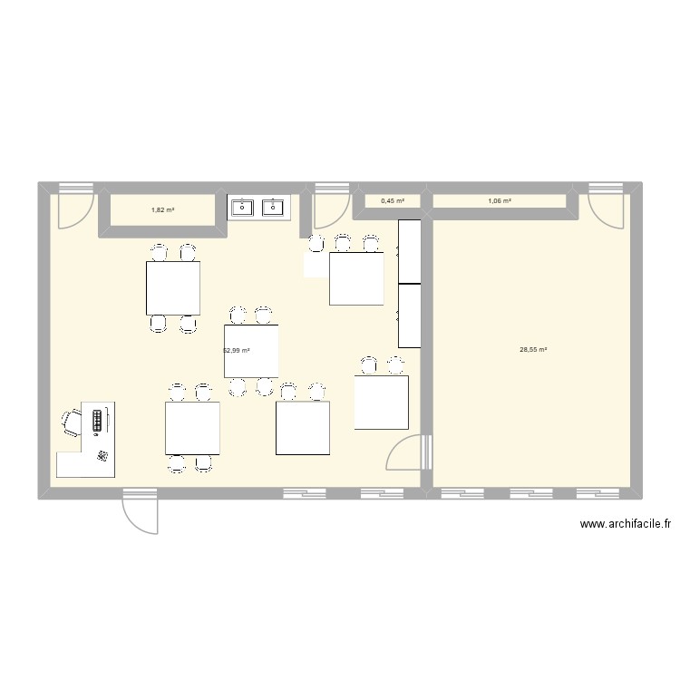 salle d'art ap. Plan de 5 pièces et 85 m2
