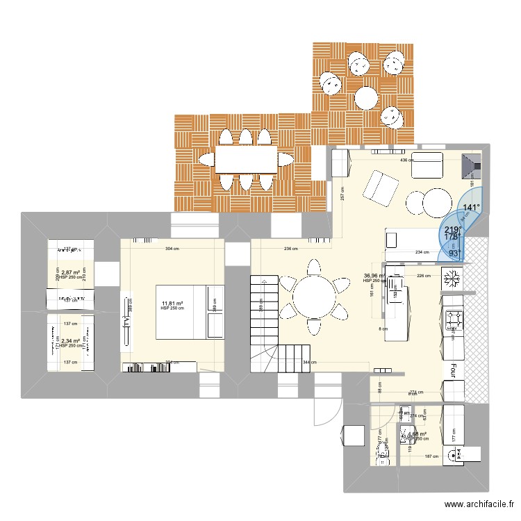 projet rdc 3. Plan de 5 pièces et 59 m2