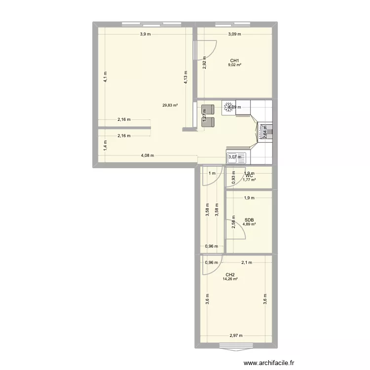 AP 20 Le chambon FUTUR avec meubles. Plan de 5 Pièces et 60 m² AP 20 Le chambon FUTUR avec meubles. Plan de 5 Pièces et 60 m²