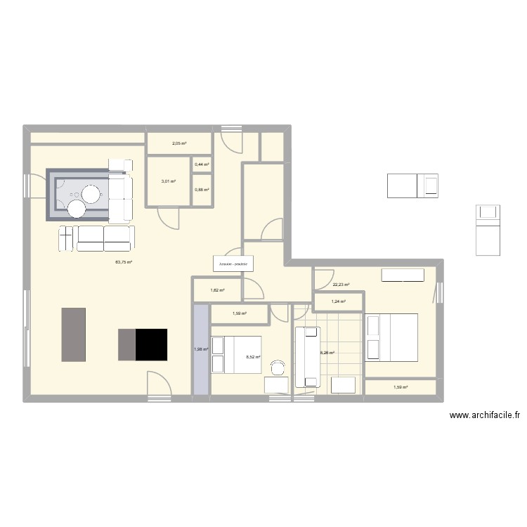 Appart dardilly. Plan de 13 pièces et 117 m2