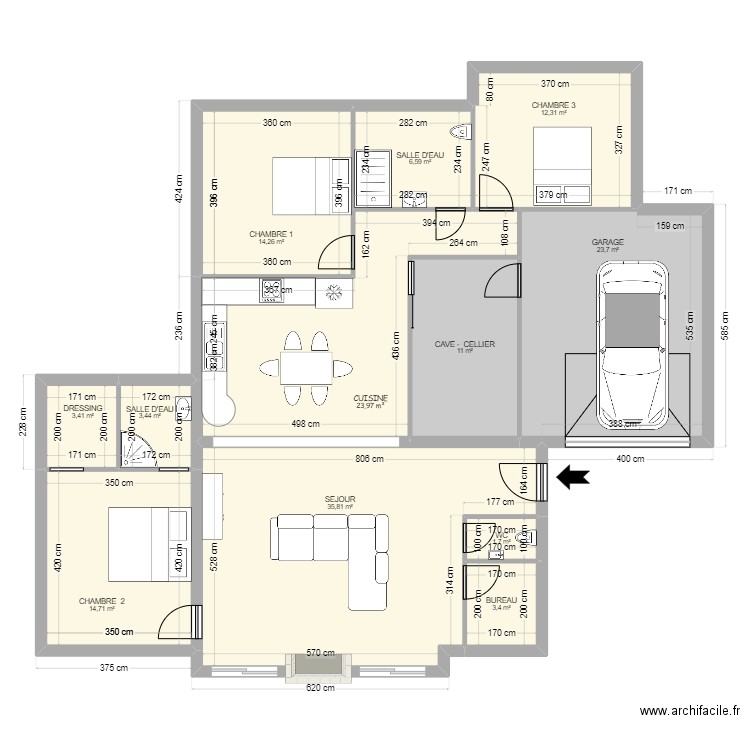 projet modifié construction MEGANE et  ALEX. Plan de 0 pièce et 0 m2