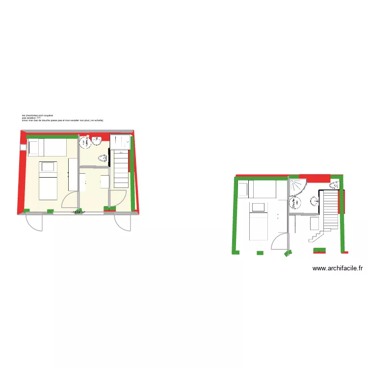 D&eacute;pendance Joigny proposition echelle et chemin&eacute;e. Plan de 1 