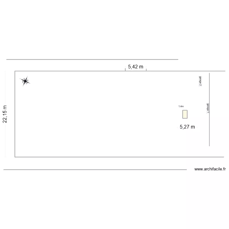 division. Plan de 1 pièce et 2 m²