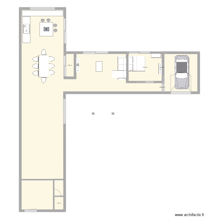 maison. Plan de 6 pièces et 36 m2
