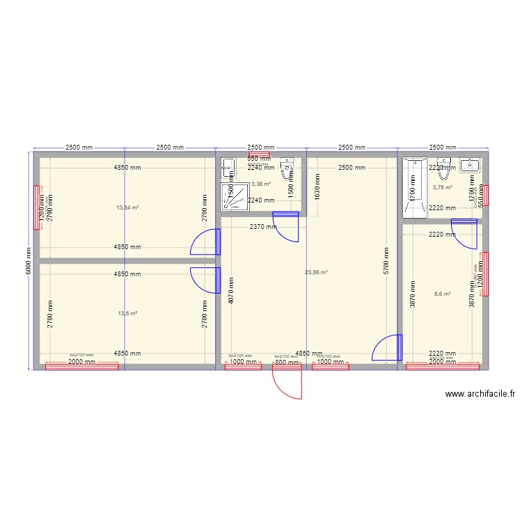 Хуторок. Plan de 6 pièces et 67 m2
