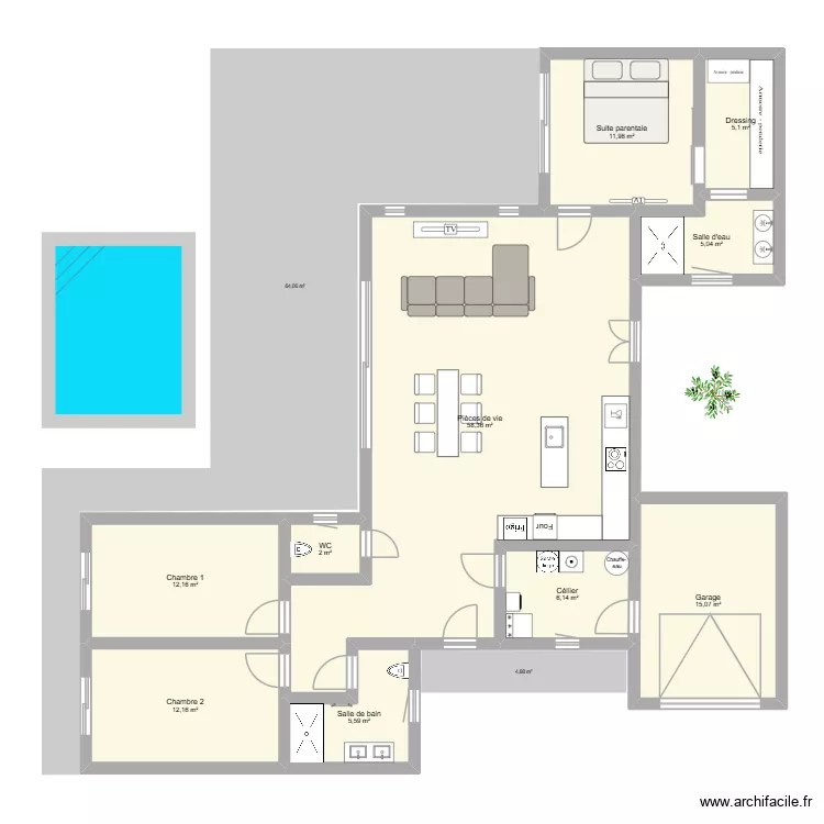Maison Plan n°2. Plan de 10 et 134 m² Maison Plan n°2. Plan de 10 et 134 m²