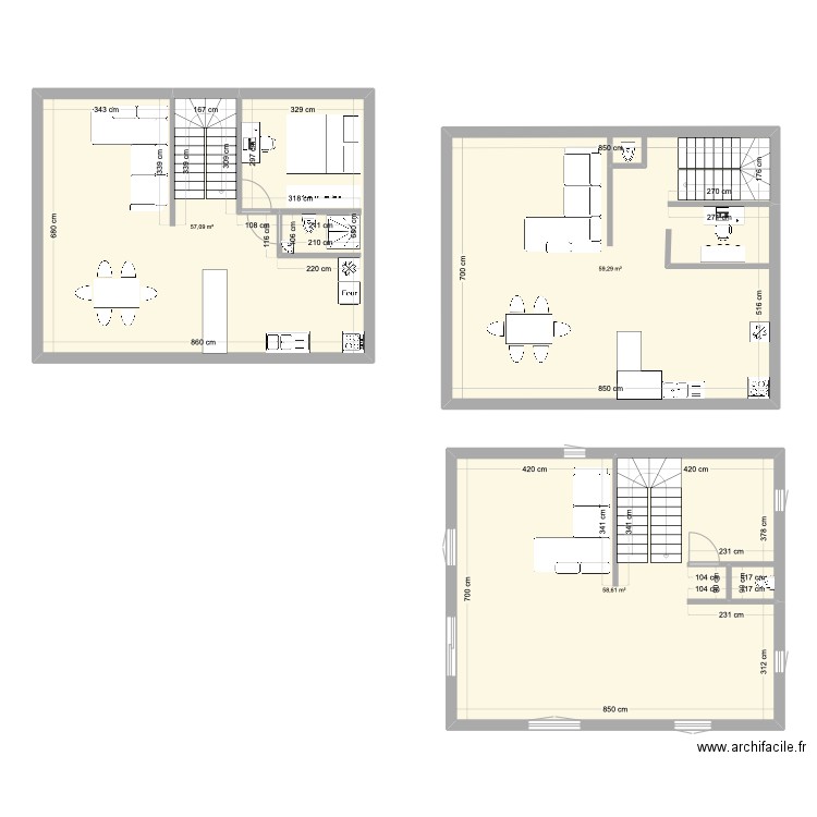 etage1. Plan de 3 pièces et 175 m2
