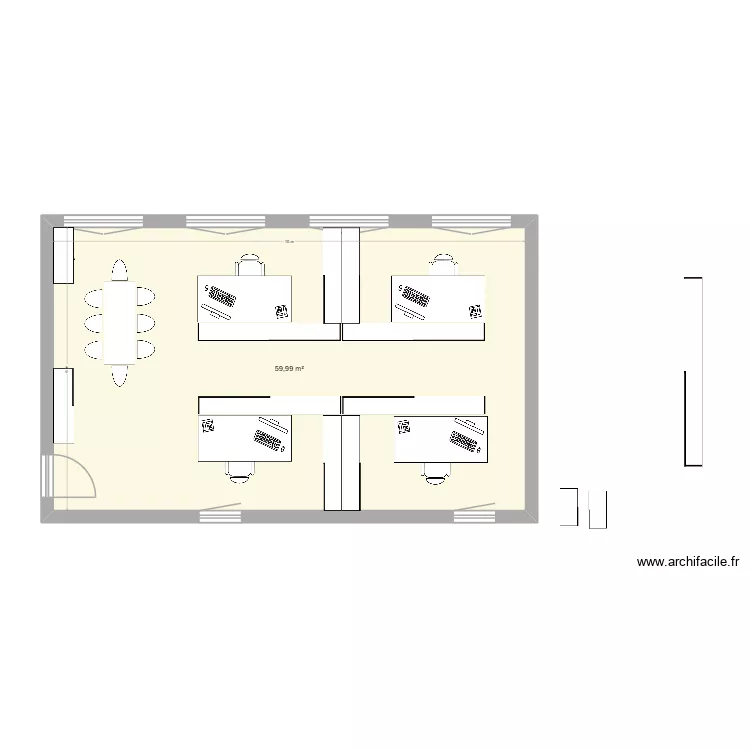Plan Bureau. Plan de 1 pièce et 60 m²
