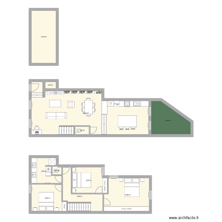 THIERS Mathou. Plan de 11 pièces et 131 m2