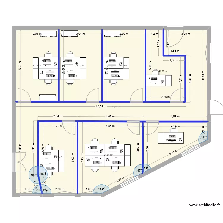 bureaux 3 -ème étage. Plan de 8 et 139 m² bureaux 3 -ème étage. Plan de 8 et 139 m²