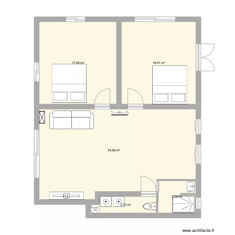 villa AXEL projet. Plan de 5  et 74 m²