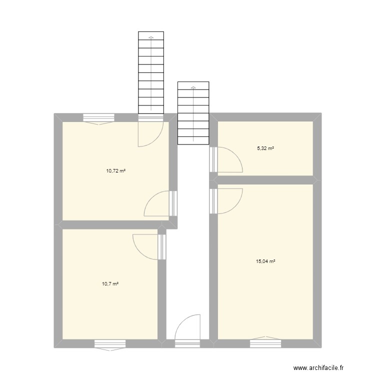RDC Maison 1. Plan de 4 pièces et 42 m2