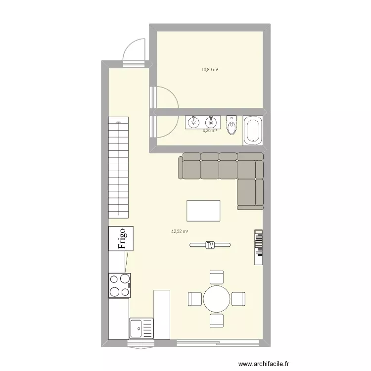 Auzoberri 1. Plan de 3 Pièces et 58 m² Auzoberri 1. Plan de 3 Pièces et 58 m²