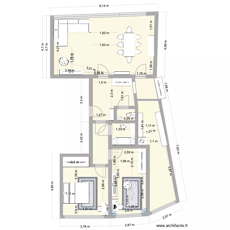Bru. Plan de 8  et 93 m²