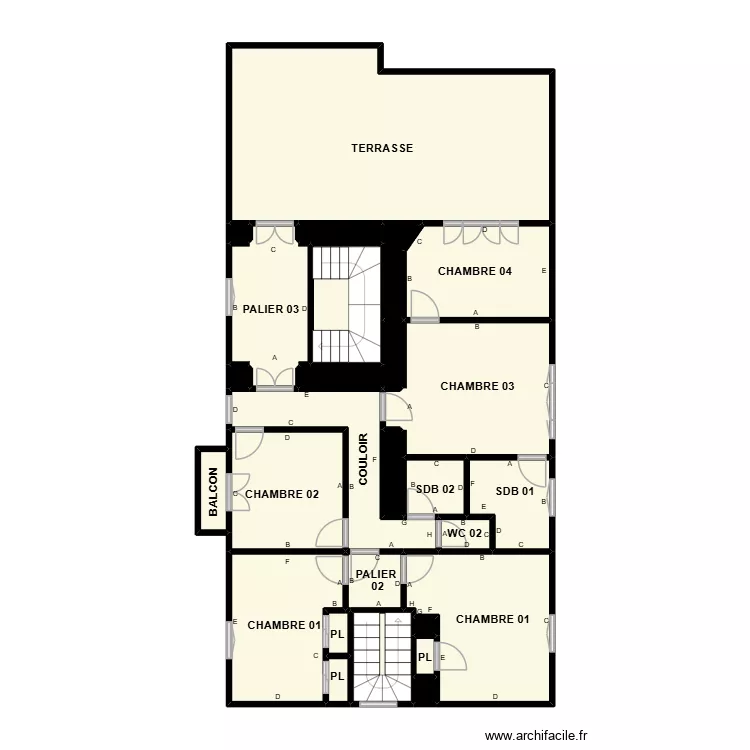 PLAN NIMES PLOMB ETAGE JARDIN FTN. Plan de 30 pièces et 92 m²