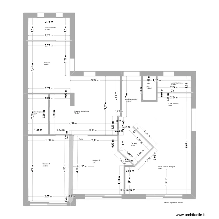 SOUCHERkin&eacute;V4. Plan de 3  et 93 m²