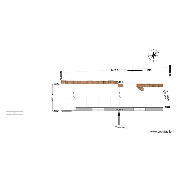 coupe fa&ccedil;ade actuelle avec marches. Plan de 