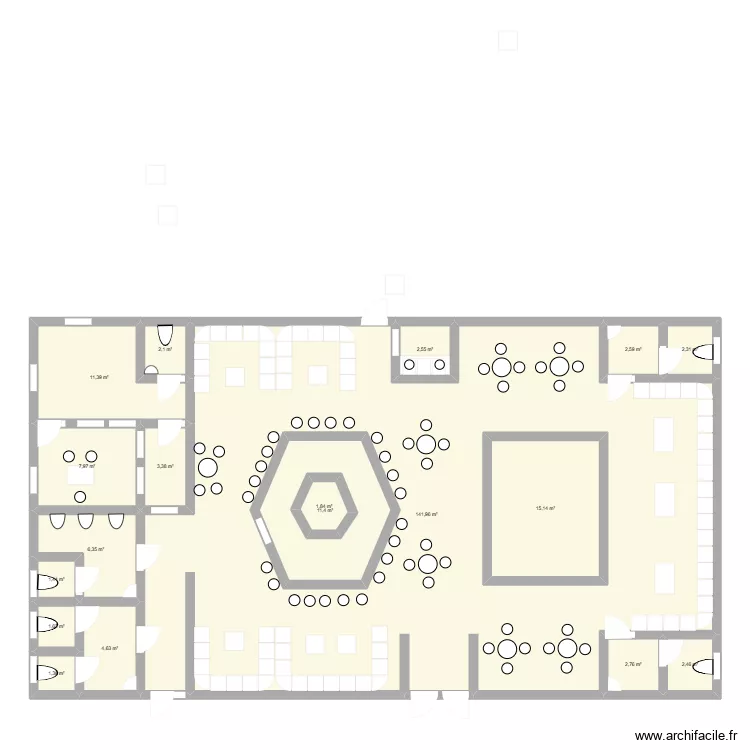 ma boite de nuit. Plan de 18  et 268 m²