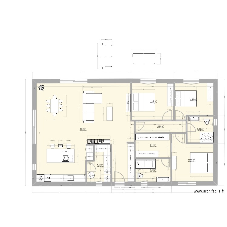 pedinielli 4.X2. Plan de 9 pièces et 129 m2