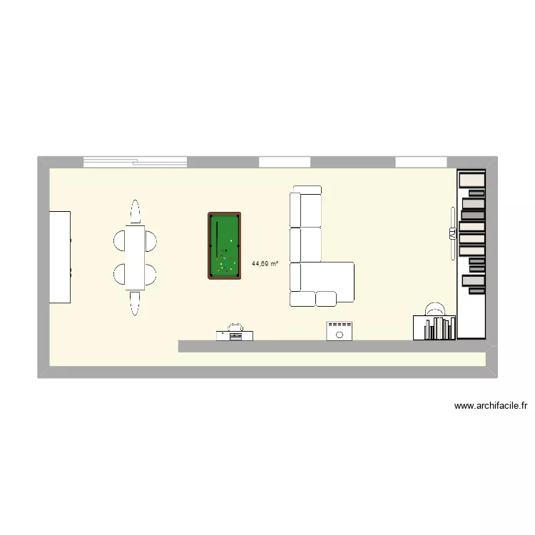 salon/salle &agrave; manger. Plan de 