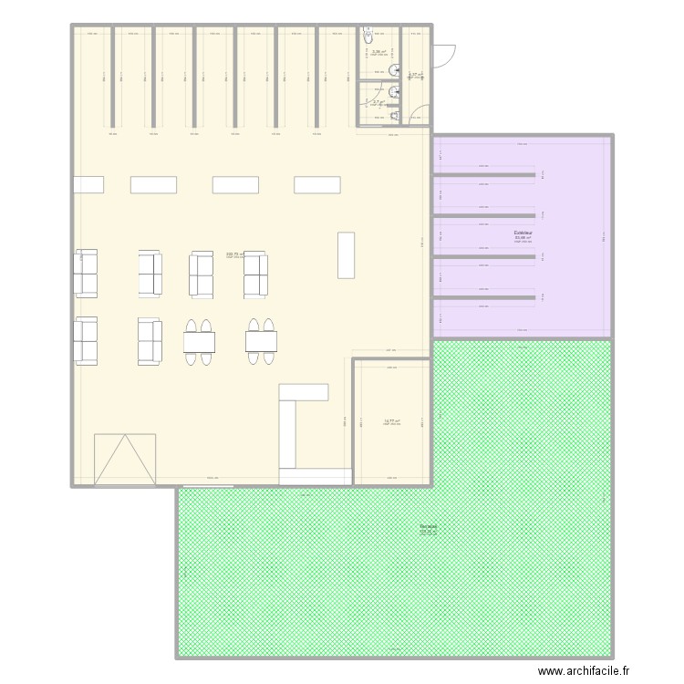 Local Jordan. Plan de 7 pièces et 455 m2