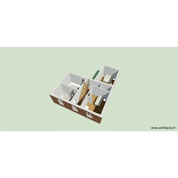 maelly premier etage. Plan de 3 Pièces et 53 m²