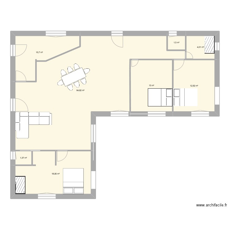 Suit'Dream maison. Plan de 9 pièces et 129 m2