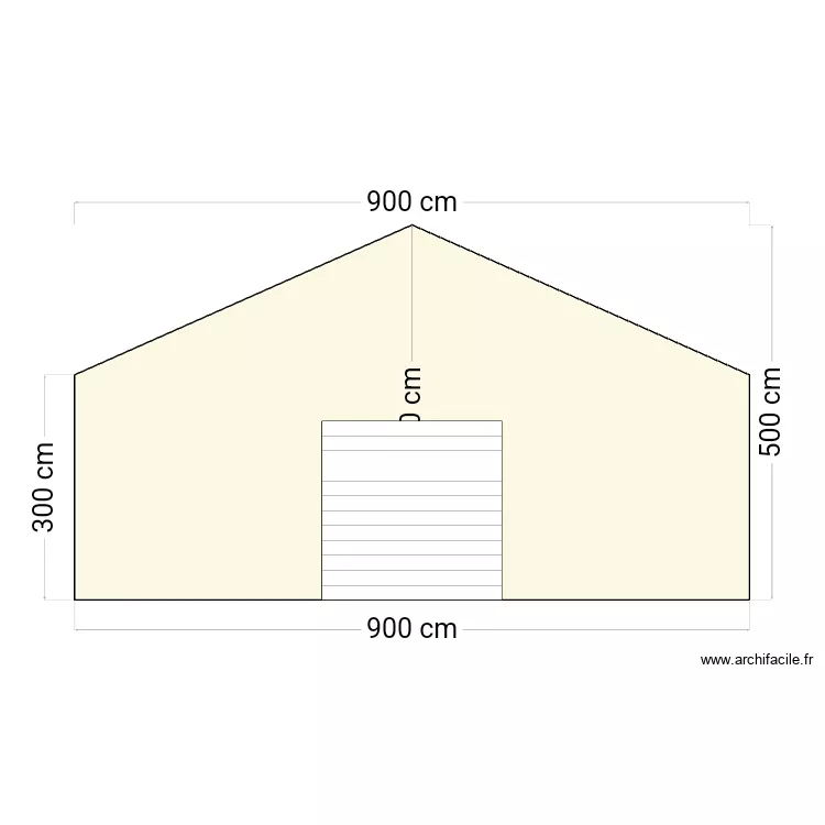 Facade porte de garage. Plan de 