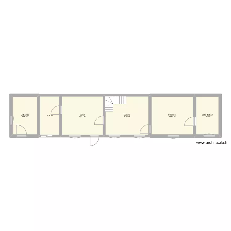 maison. Plan de 6 pièces et 63 m²