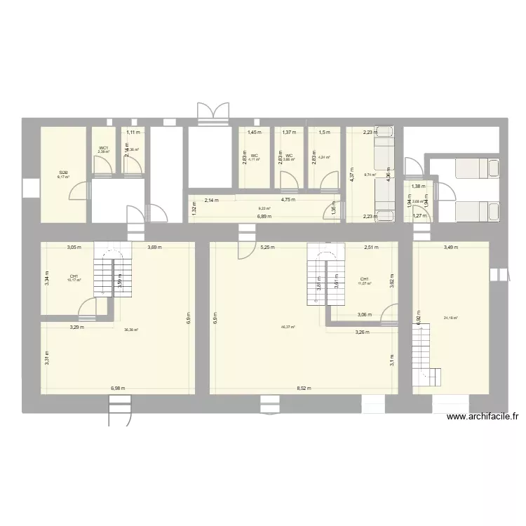 RDC MA3. Plan de 14 Pièces et 176 m² RDC MA3. Plan de 14 Pièces et 176 m²