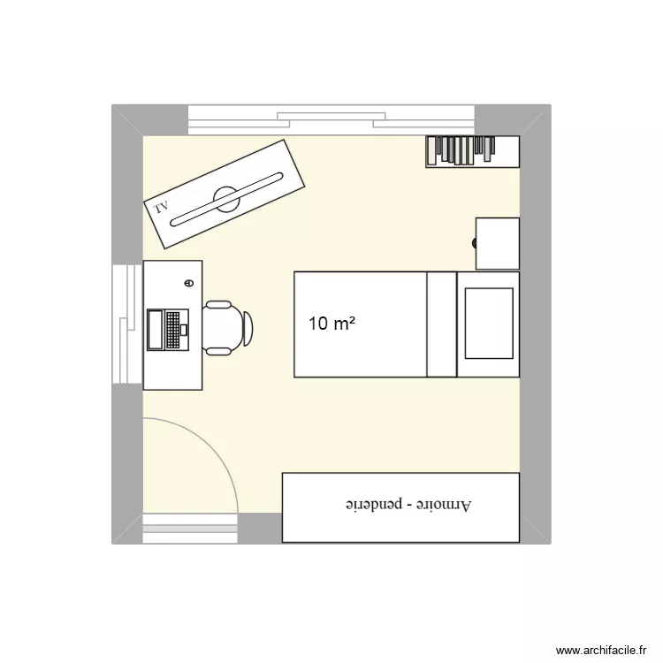 Akira Hidaka's bedroom. Plan de 1  et 10 m²