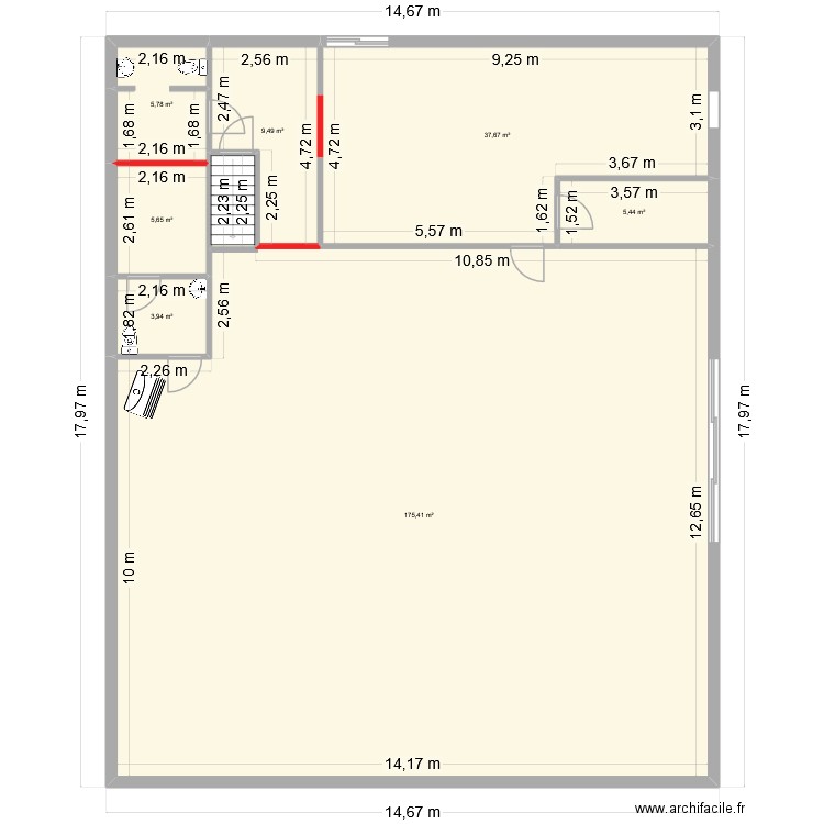 plan secour catholique HGB. Plan de 7 pièces et 243 m2
