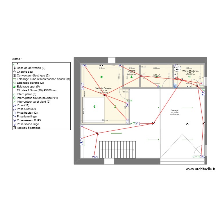 Garage Rdc Spa (ELEC). Plan de 5 pièces et 111 m2