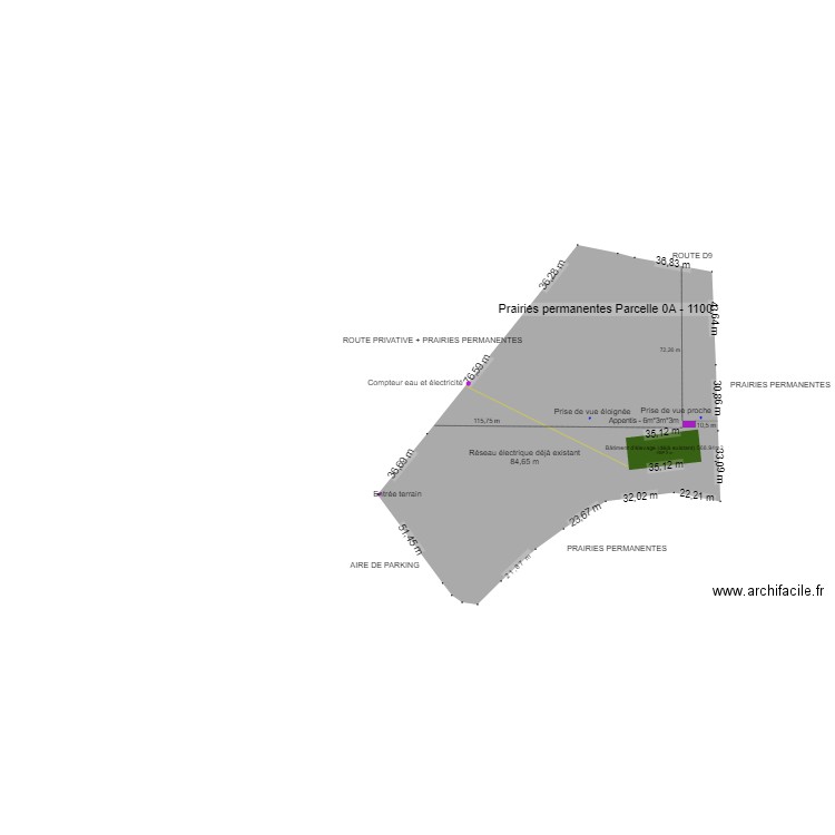 Plan de Masse. Plan de 1 pièce et 569 m2