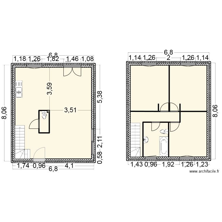 MAISON. Plan de 8 pièces et 207 m2