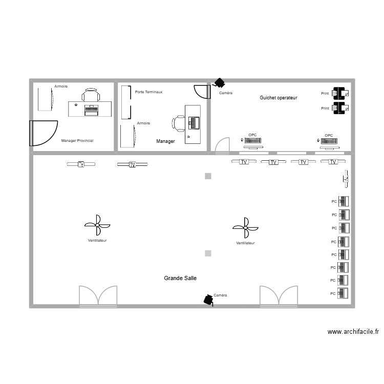 Goma 3-Birere. Plan de 4 pièces et 72 m2