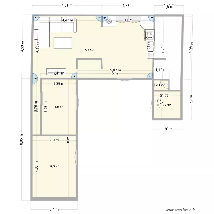 plan1. Plan de 5  et 59 m²