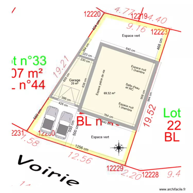 Plan Lot n&deg; 34 - ZAC DE LA CROIX. Plan de 2  et 90 m²