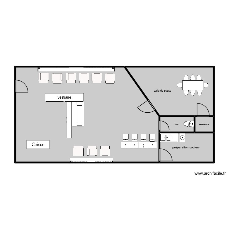 salon coiff. Plan de 0 pièce et 0 m2
