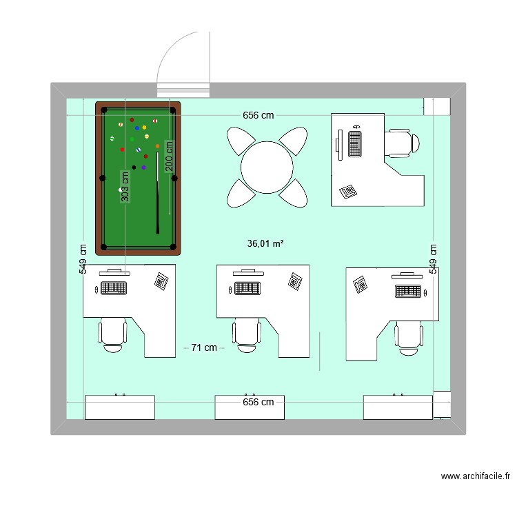 Plan bureau. Plan de 1 pièce et 36 m2