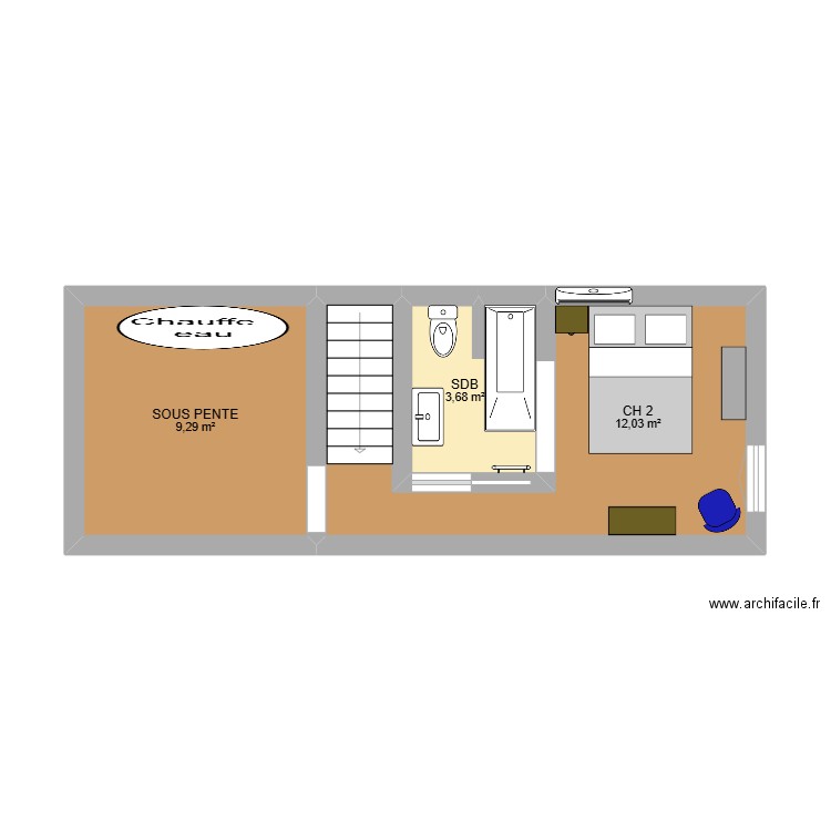 MAILLANE R+2. Plan de 3 pièces et 25 m2