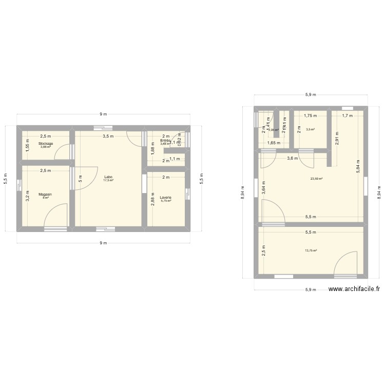 labo agglo. Plan de 9 pièces et 82 m2