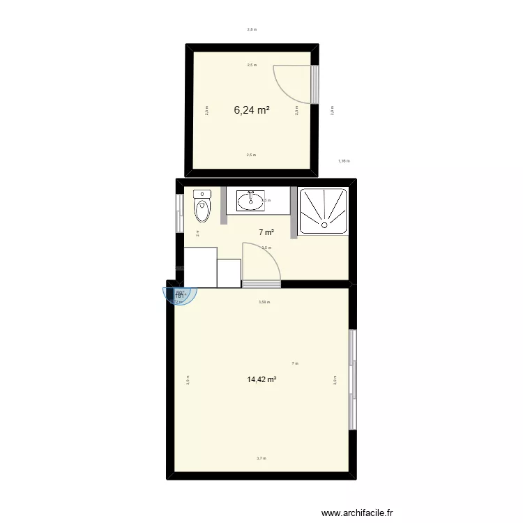 Villa 2 - Lantai 1 - BAGUNAN 02. Plan de 3  et 28 m²