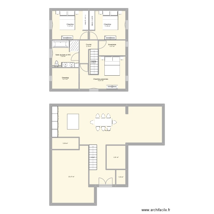 Maison 4. Plan de 15 pièces et 143 m2