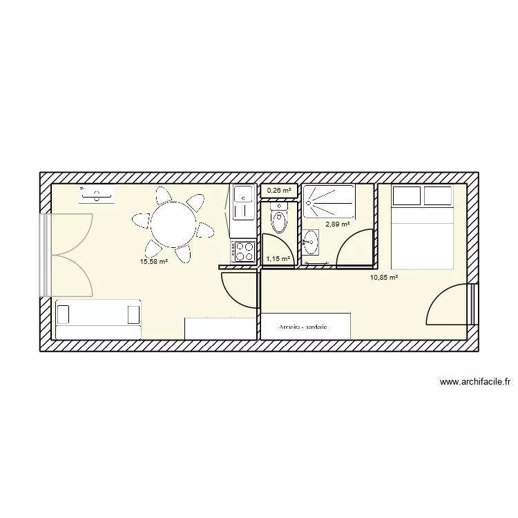 les ores fini. Plan de 5 pièces et 31 m²
