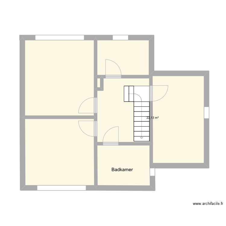 Avelgem Toekomststraat 72 Bovenverdieping. Plan de 5 pièces et 57 m2
